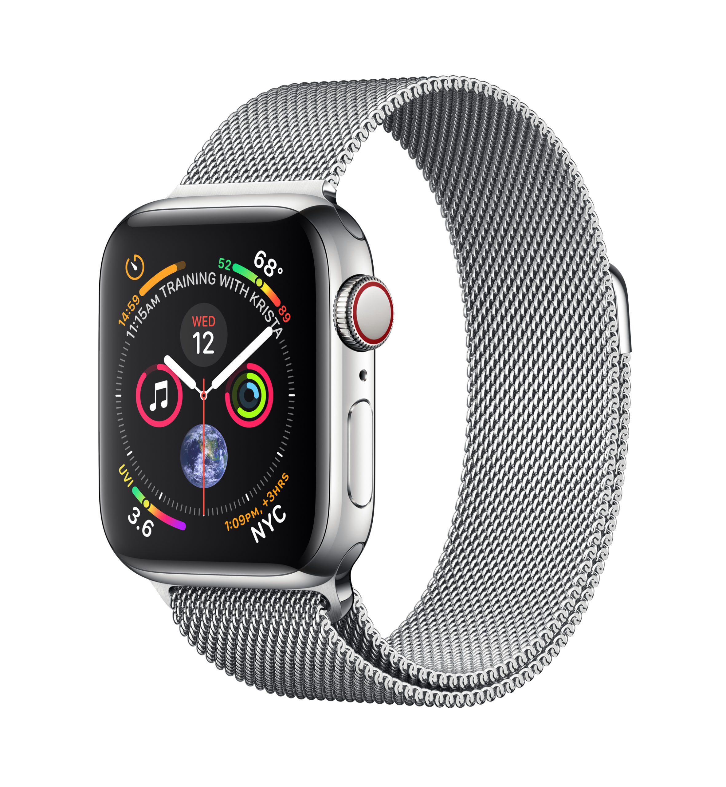 MTUM2LL/A - $289 - Apple Watch Series 4 (GPS + Cellular, 40mm, Stainless Steel, Milanese Loop)