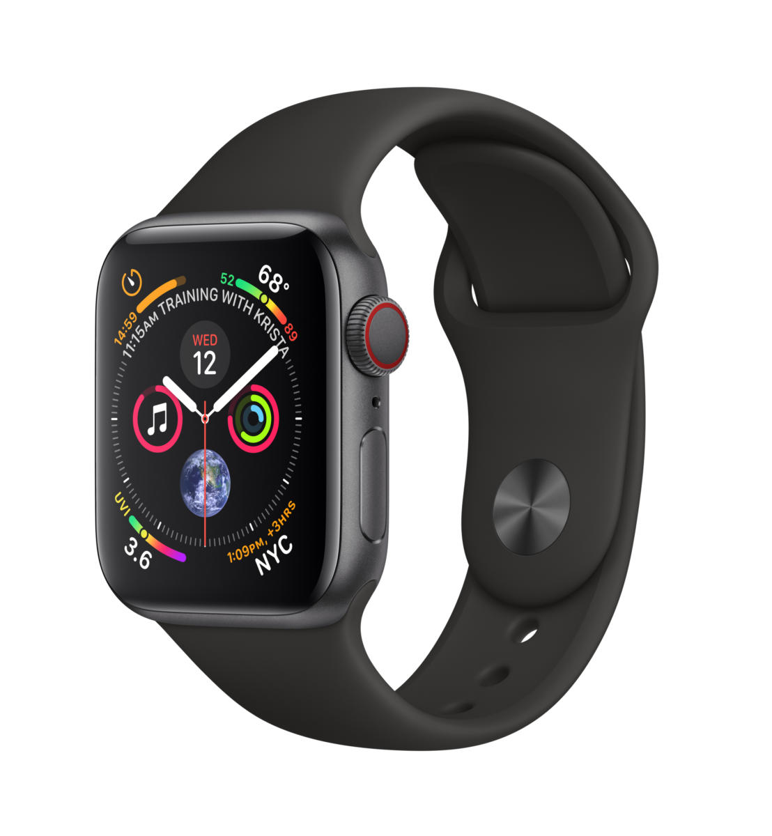 Apple Watch Series 4 GPS Cellular 40mm Space Gray Aluminum Case With Black Sport Band MTUG2LL A MTUG2LL A NOB